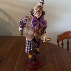 Colorful Clown Figurine with Plaid Outfit